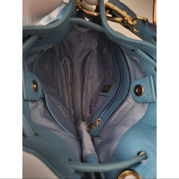 MCM Blue Bucket Leather Bag - Picture 8 of 10